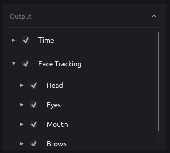 Output parameter list
